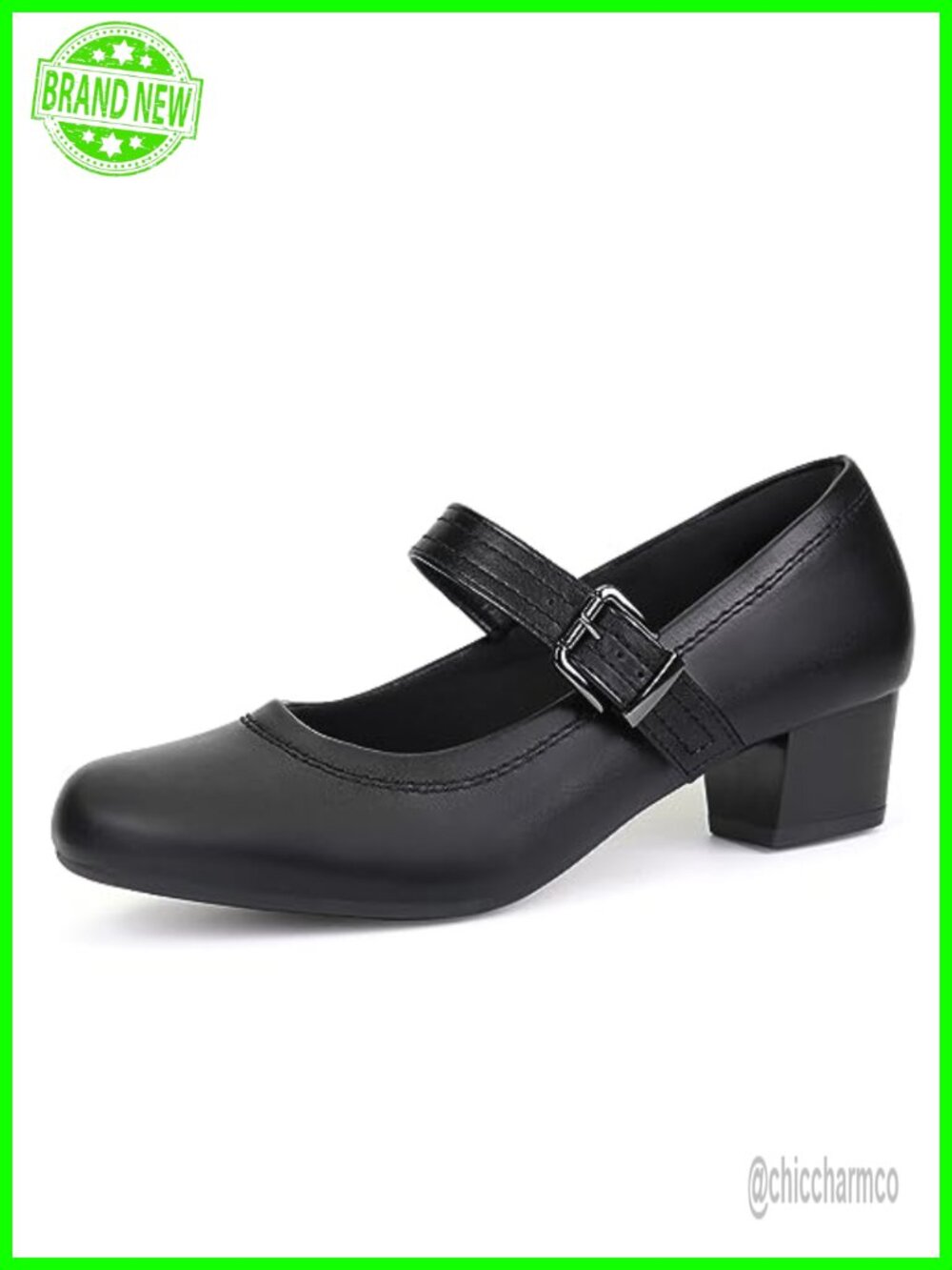 Orthopedic Mary Jane Pumps with Chunky Heel - Round Toe Comfort Shoes